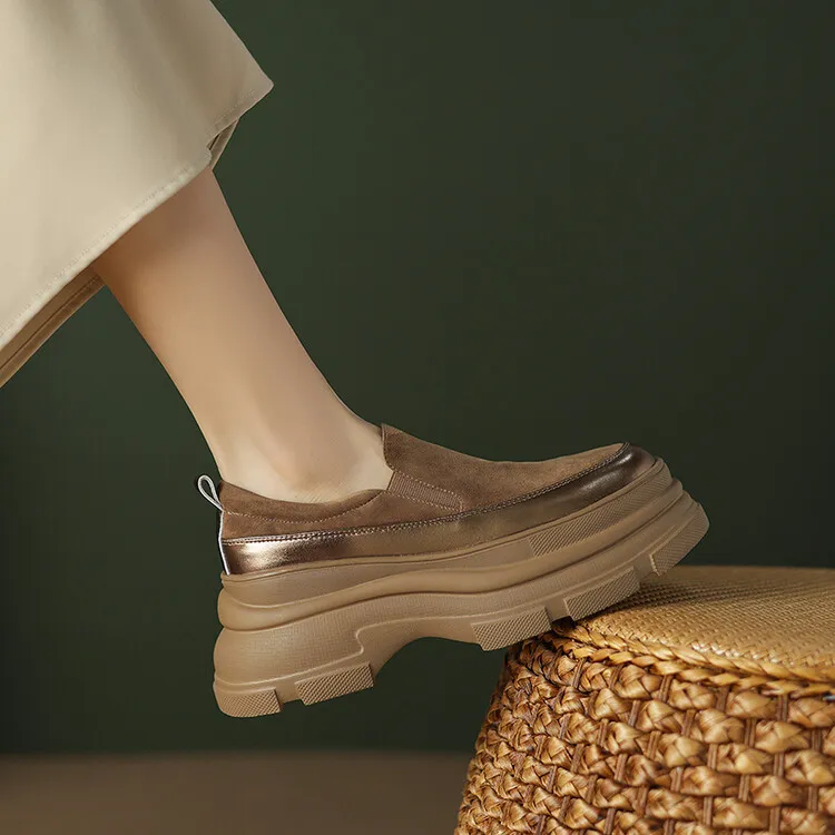 British style platform loafers for women, made of sheepskin, perfect for spring and autumn, 2-26k yuan.