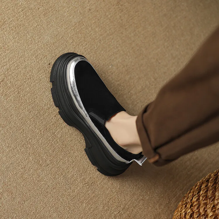 British style platform loafers for women, made of sheepskin, perfect for spring and autumn, 2-26k yuan.