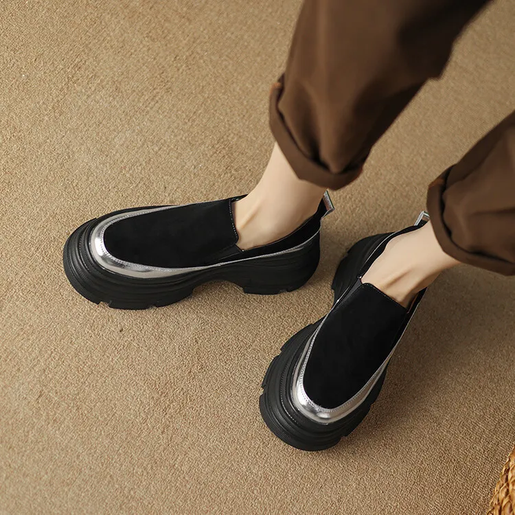 British style platform loafers for women, made of sheepskin, perfect for spring and autumn, 2-26k yuan.