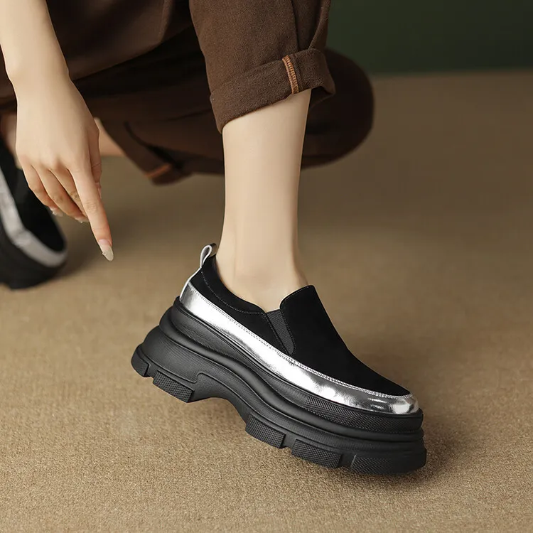 British style platform loafers for women, made of sheepskin, perfect for spring and autumn, 2-26k yuan.