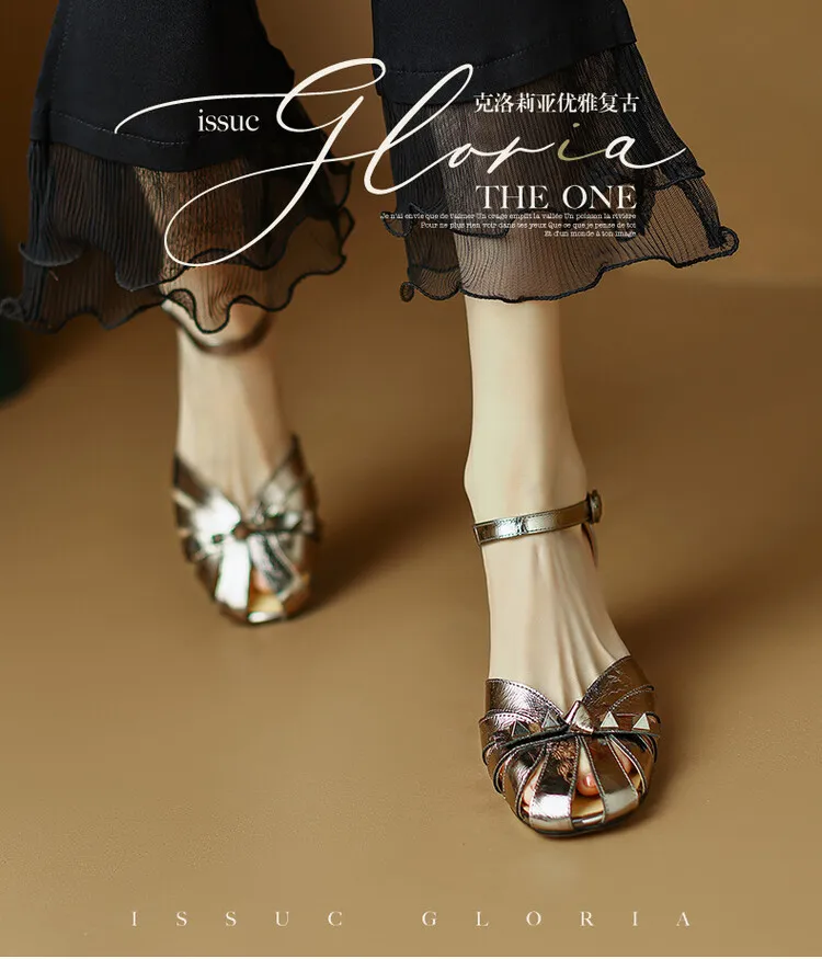 Fashionable Spring/Summer Closed-Toe Sandals for Women, Retro Silver, Mid-Heel, Chunky Heel, Roman Sandals, Sizes 3-16c