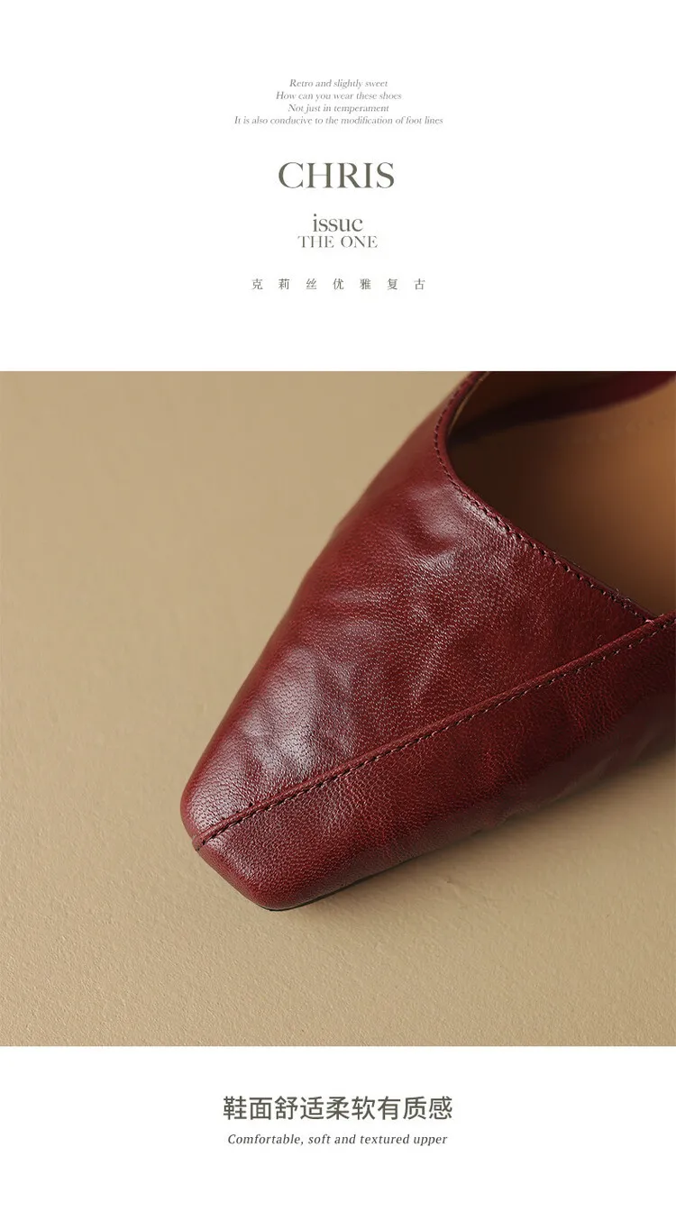 French retro sheepskin Mary Jane shoes, one-strap square toe, low-cut chunky heel, fashion style.