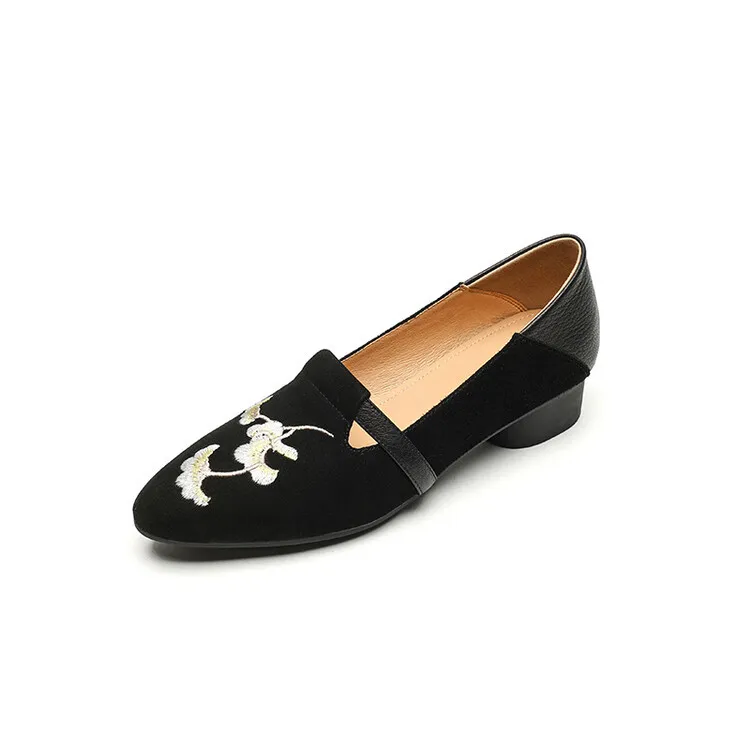 New Chinese style hand-embroidered pink loafers for women, perfect for spring and autumn, paired with skirts and sheepskin shoes, style 3-21t.