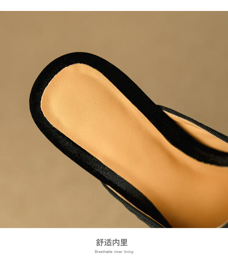Chinese style embroidered tiger head slippers, round toe, slip-on, embroidered outerwear sandals, women's shoes, 3-25d