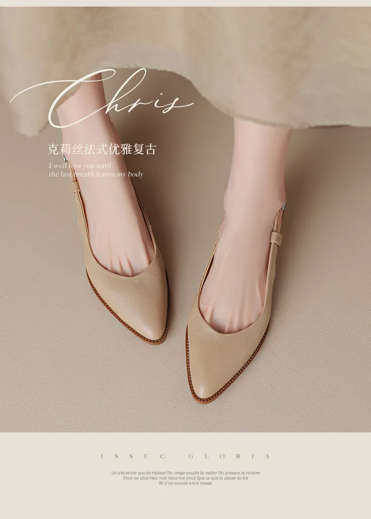Spring style pointed toe closed toe open back sandals chunky heel mid-heel new Chinese style buckle sandals plus size women's shoes