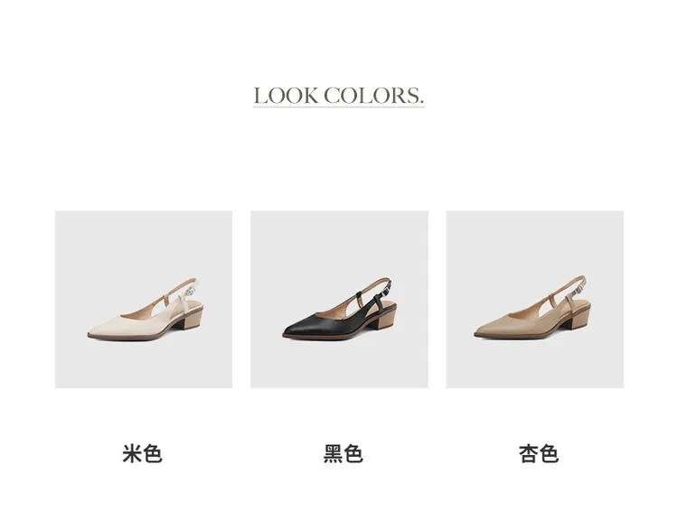 Spring style pointed toe closed toe open back sandals chunky heel mid-heel new Chinese style buckle sandals plus size women's shoes