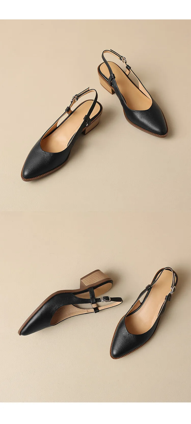 Spring style pointed toe closed toe open back sandals chunky heel mid-heel new Chinese style buckle sandals plus size women's shoes