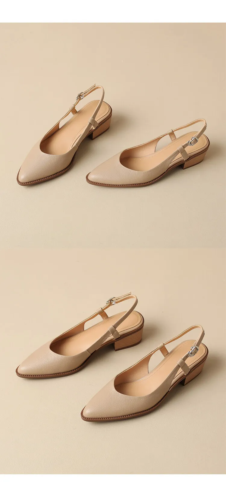 Spring style pointed toe closed toe open back sandals chunky heel mid-heel new Chinese style buckle sandals plus size women's shoes