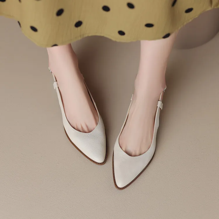 Spring style pointed toe closed toe open back sandals chunky heel mid-heel new Chinese style buckle sandals plus size women's shoes