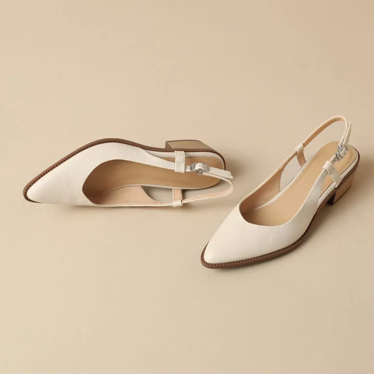 Spring style pointed toe closed toe open back sandals chunky heel mid-heel new Chinese style buckle sandals plus size women's shoes