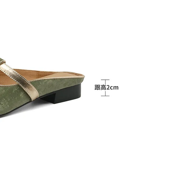 Handmade cowhide retro-style closed-toe half slippers for women, summer wear, square toe sandals, mules, sizes 3-25