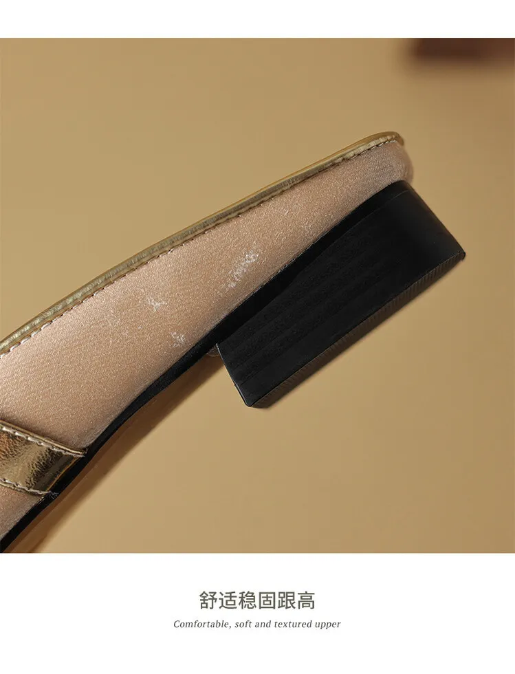 Handmade cowhide retro-style closed-toe half slippers for women, summer wear, square toe sandals, mules, sizes 3-25