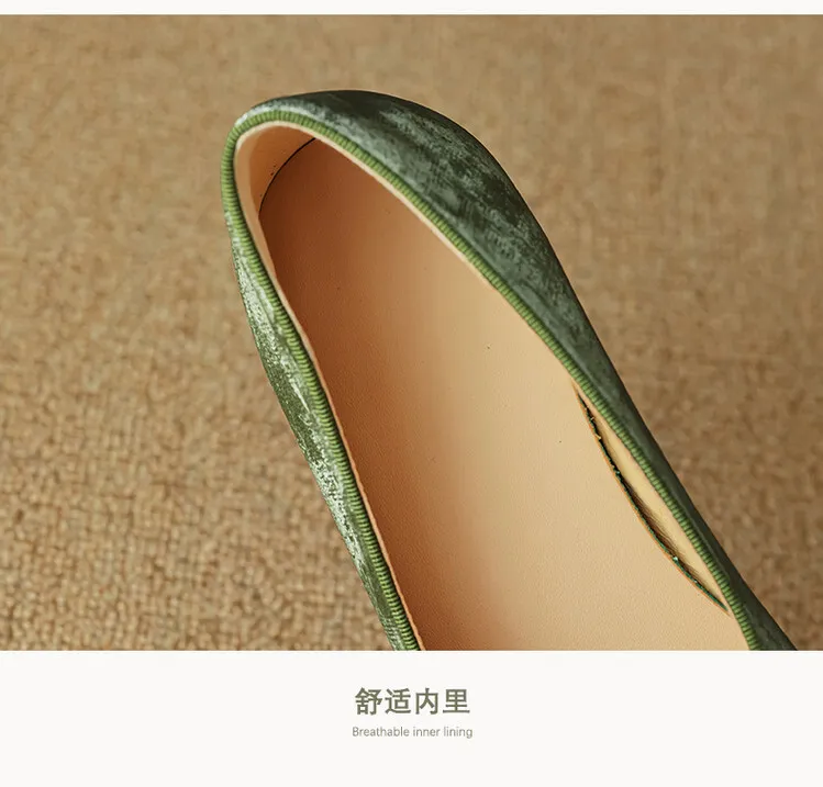 Women's Chinese style silk sheepskin cheongsam shoes, round toe, chunky heel, slip-on, low-cut, single shoes, 3-29e