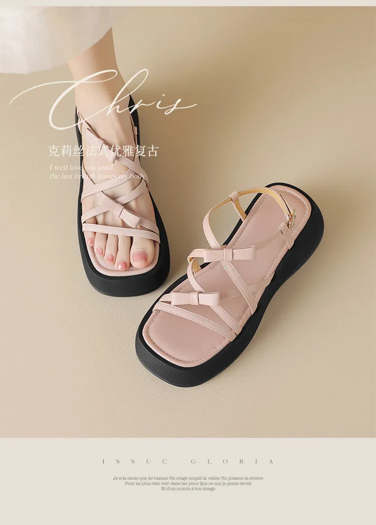 Summer platform sandals, square toe, sheepskin, gold and pink open-toe fashion sandals, size 4-7c