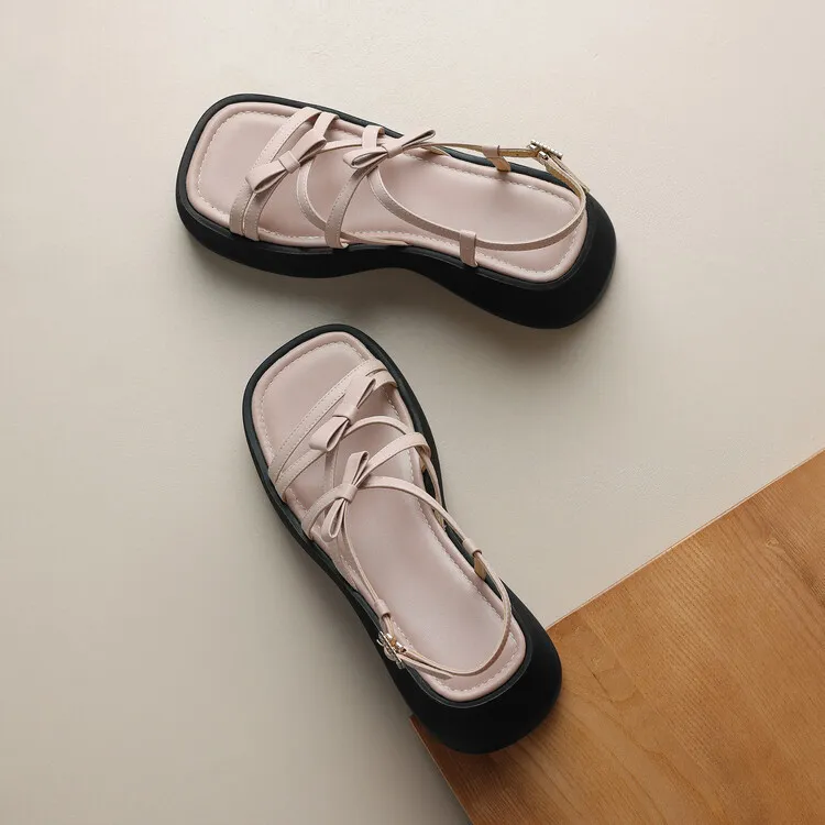 Summer platform sandals, square toe, sheepskin, gold and pink open-toe fashion sandals, size 4-7c