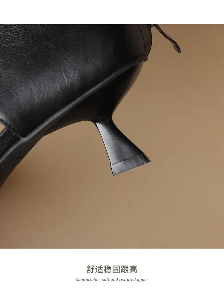 Spring/Summer Pointed-Toe Stiletto Heel Elastic Slim Fashion Ankle Boots with Hollow-Out Design Women's Boots 4-7t