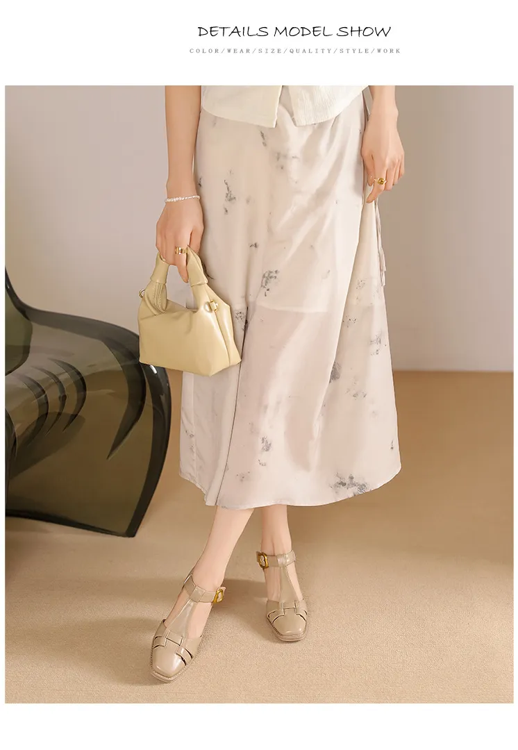 Comfortable and stylish summer chunky heeled high heels, genuine leather, square toe, French retro style, closed toe Roman sandals