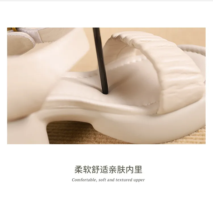 Lightweight, platform, strappy, open-toe, sheepskin casual women's sandals with a comfortable, "walking on clouds" feel.