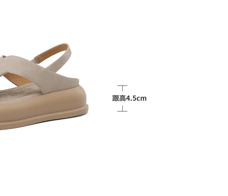 Summer fashionable casual platform sandals, French style, Chinese style silk cowhide open-toe women's shoes