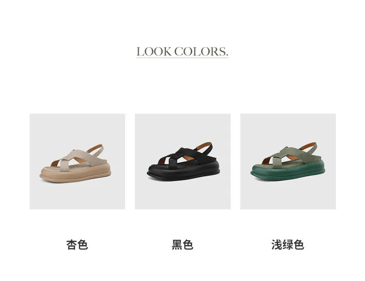Summer fashionable casual platform sandals, French style, Chinese style silk cowhide open-toe women's shoes