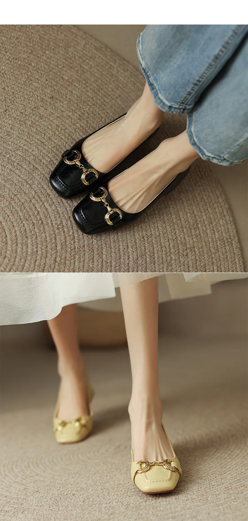 Mid-heel casual low-cut women's shoes, spring and autumn square toe chunky heel single shoes, women's shoes, sizes 34-40 plus, all-season shoes