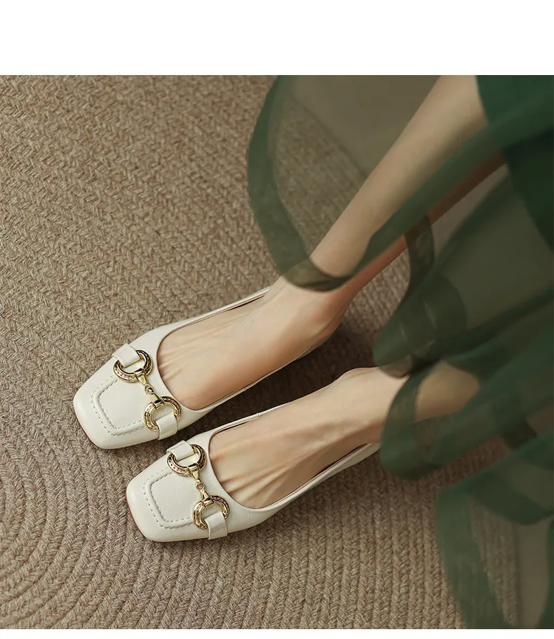 Mid-heel casual low-cut women's shoes, spring and autumn square toe chunky heel single shoes, women's shoes, sizes 34-40 plus, all-season shoes