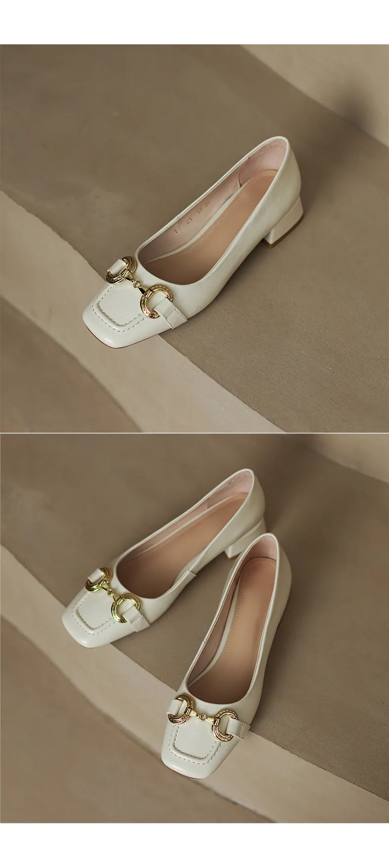 Mid-heel casual low-cut women's shoes, spring and autumn square toe chunky heel single shoes, women's shoes, sizes 34-40 plus, all-season shoes