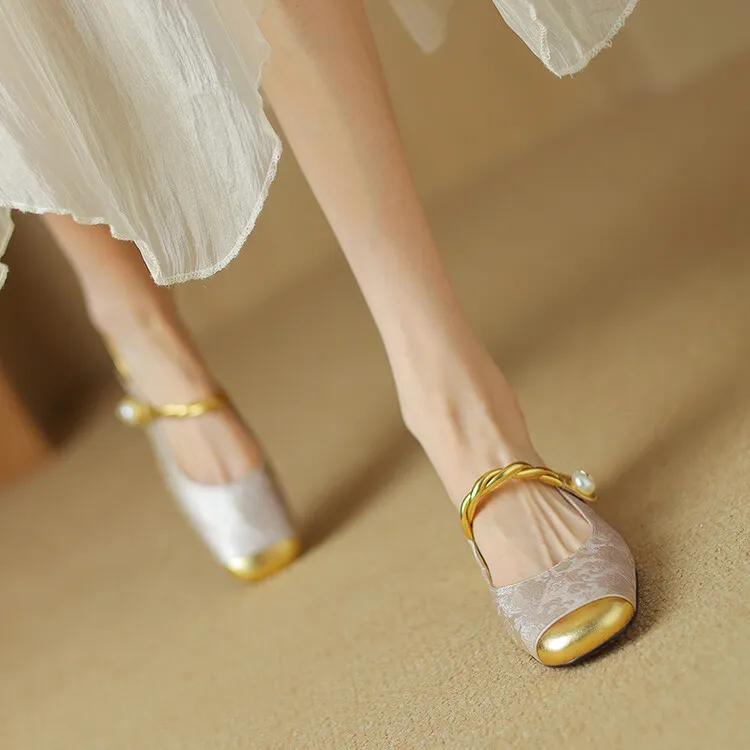 Women's summer square-toe color-blocked slippers, chunky heel, mid-low heel, closed toe, fashionable sandals, 3.5cm.