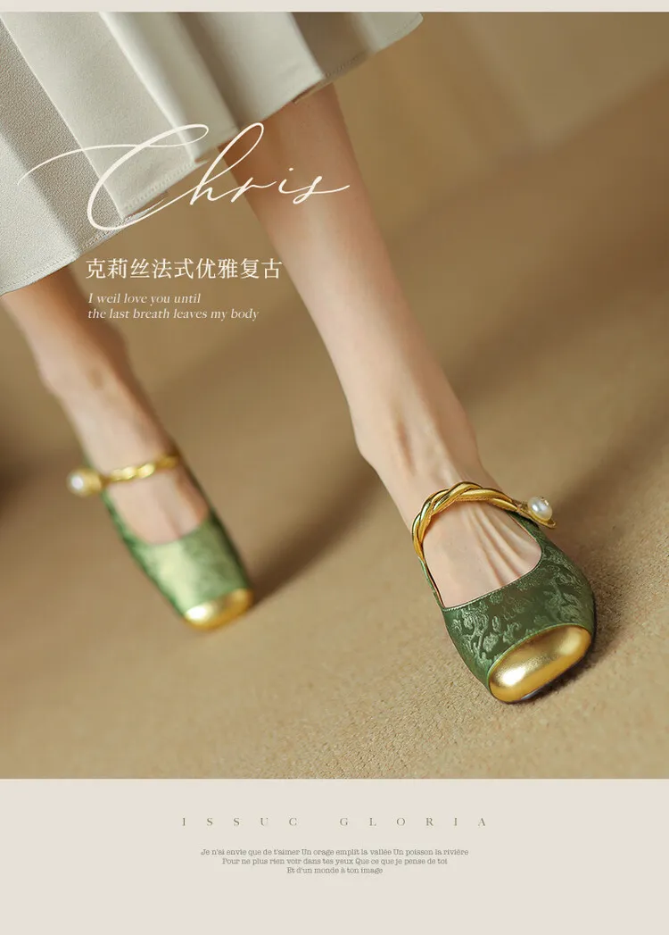 Women's summer square-toe color-blocked slippers, chunky heel, mid-low heel, closed toe, fashionable sandals, 3.5cm.
