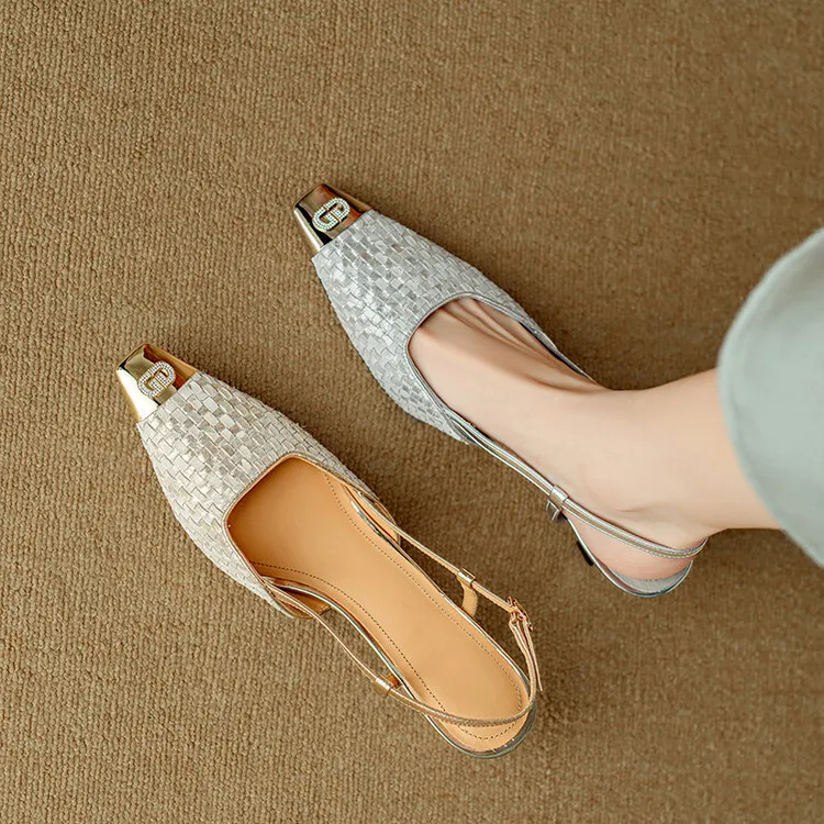 Summer high-heeled leather closed-toe sandals for women, fashion shoes, size 5-4m