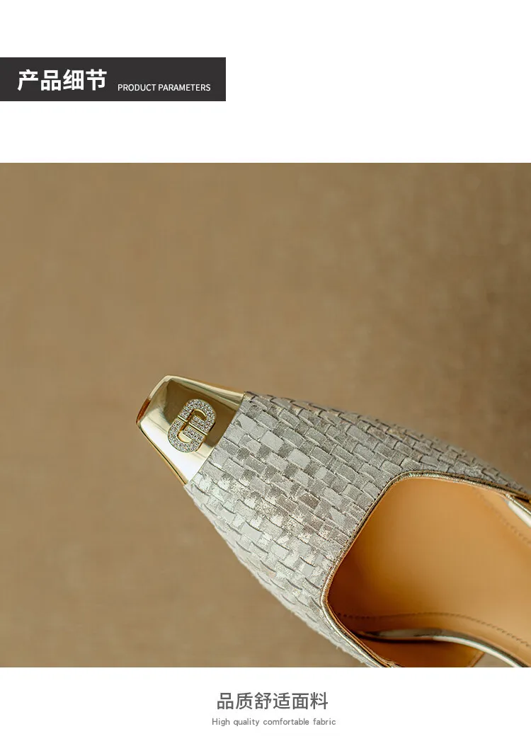 Summer high-heeled leather closed-toe sandals for women, fashion shoes, size 5-4m