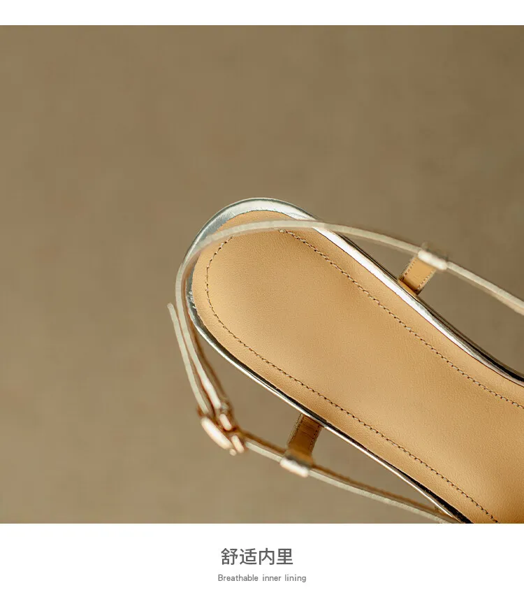 Summer high-heeled leather closed-toe sandals for women, fashion shoes, size 5-4m