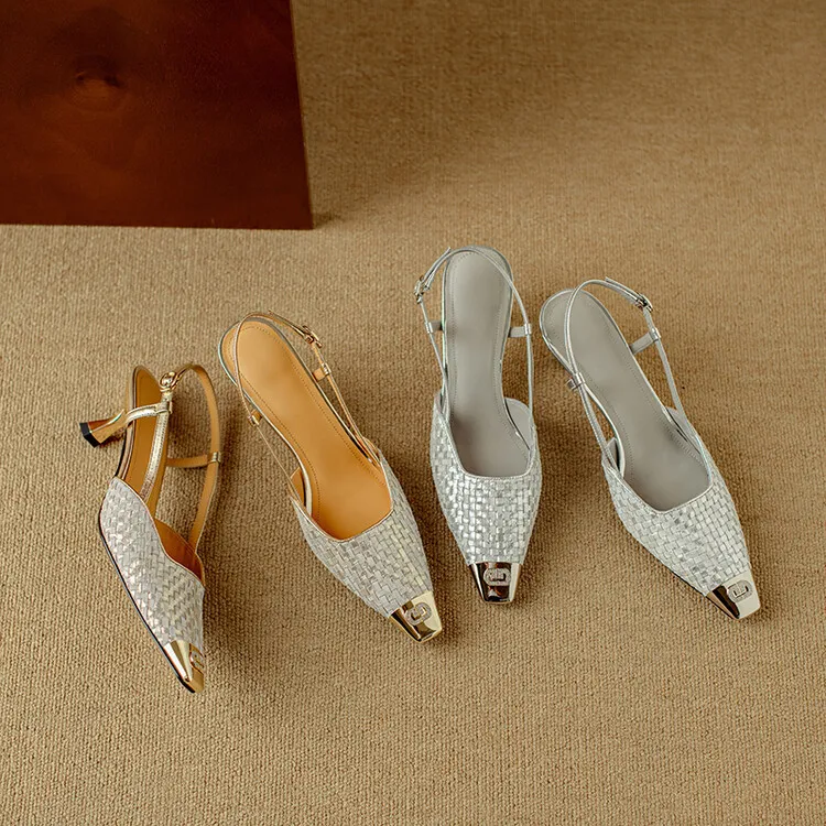 Summer high-heeled leather closed-toe sandals for women, fashion shoes, size 5-4m
