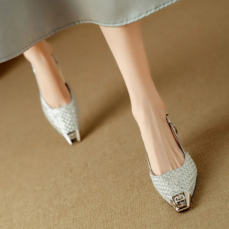 Summer high-heeled leather closed-toe sandals for women, fashion shoes, size 5-4m
