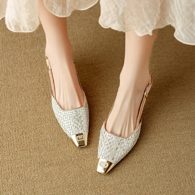Summer high-heeled leather closed-toe sandals for women, fashion shoes, size 5-4m