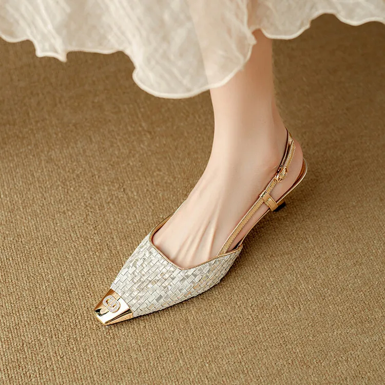 Summer high-heeled leather closed-toe sandals for women, fashion shoes, size 5-4m