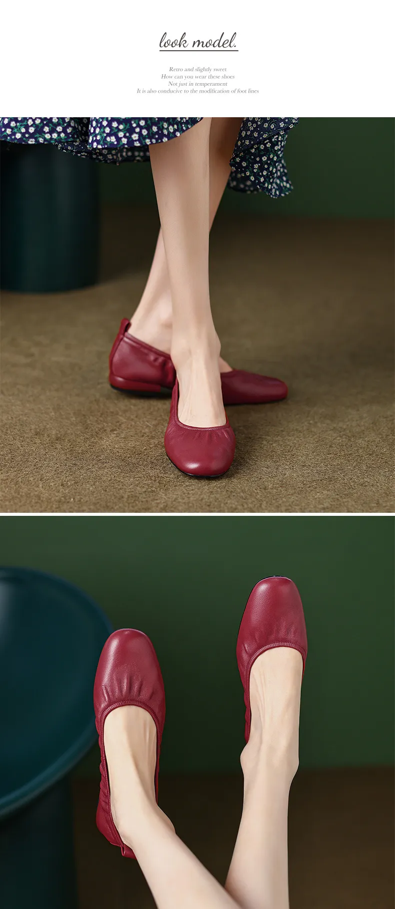 Comfortable soft lambskin women's shoes, elegant round toe, low-cut flat shoes, plus size 4142.