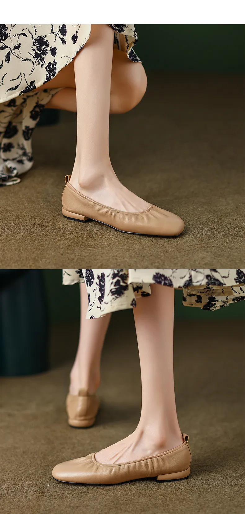 Comfortable soft lambskin women's shoes, elegant round toe, low-cut flat shoes, plus size 4142.