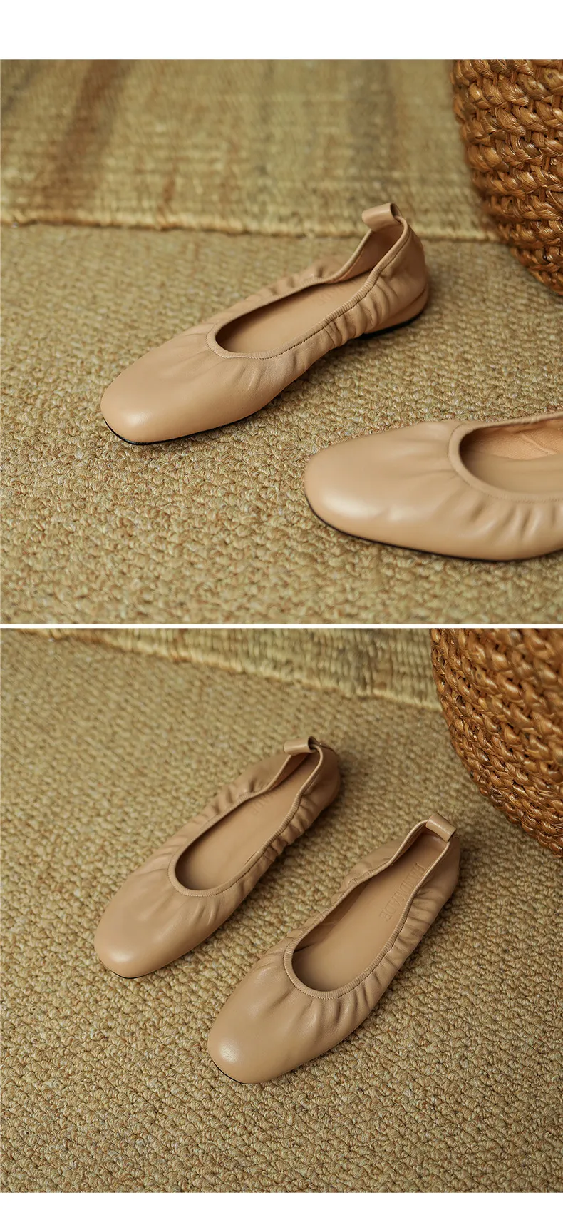 Comfortable soft lambskin women's shoes, elegant round toe, low-cut flat shoes, plus size 4142.