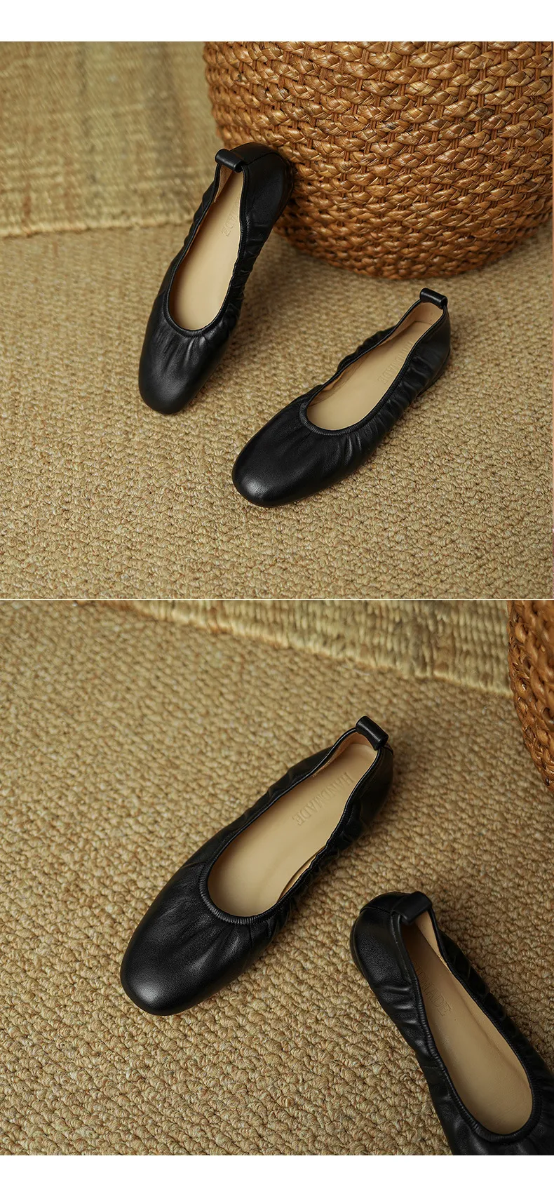 Comfortable soft lambskin women's shoes, elegant round toe, low-cut flat shoes, plus size 4142.