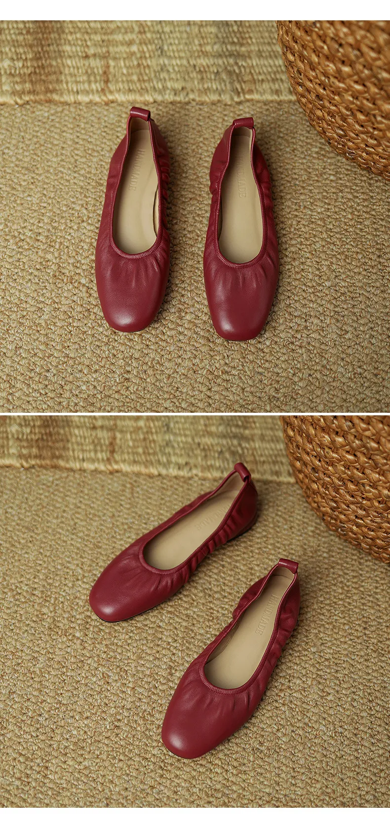 Comfortable soft lambskin women's shoes, elegant round toe, low-cut flat shoes, plus size 4142.