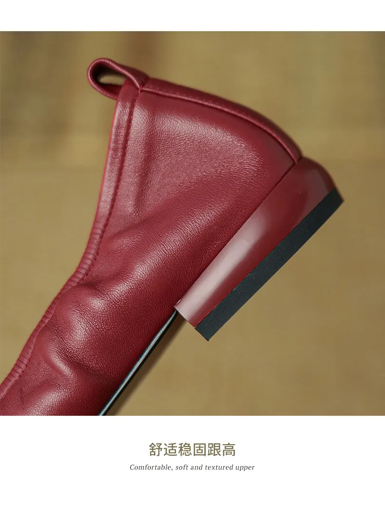 Comfortable soft lambskin women's shoes, elegant round toe, low-cut flat shoes, plus size 4142.