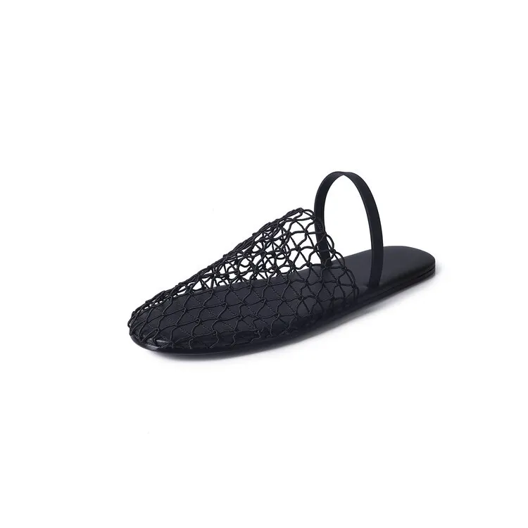 Summer mesh woven openwork closed-toe slippers, fashionable outerwear one-strap sandals for women, sizes 5-10b
