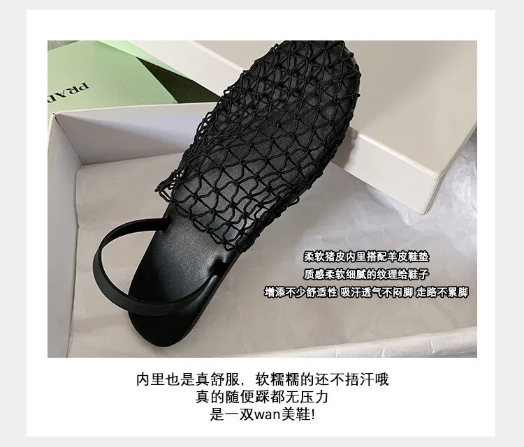 Summer mesh woven openwork closed-toe slippers, fashionable outerwear one-strap sandals for women, sizes 5-10b