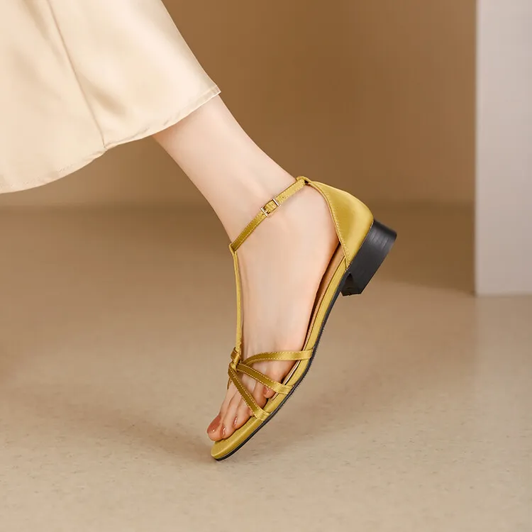 Summer French Roman style silver T-strap peep-toe flat vacation style women's shoes 5-10m