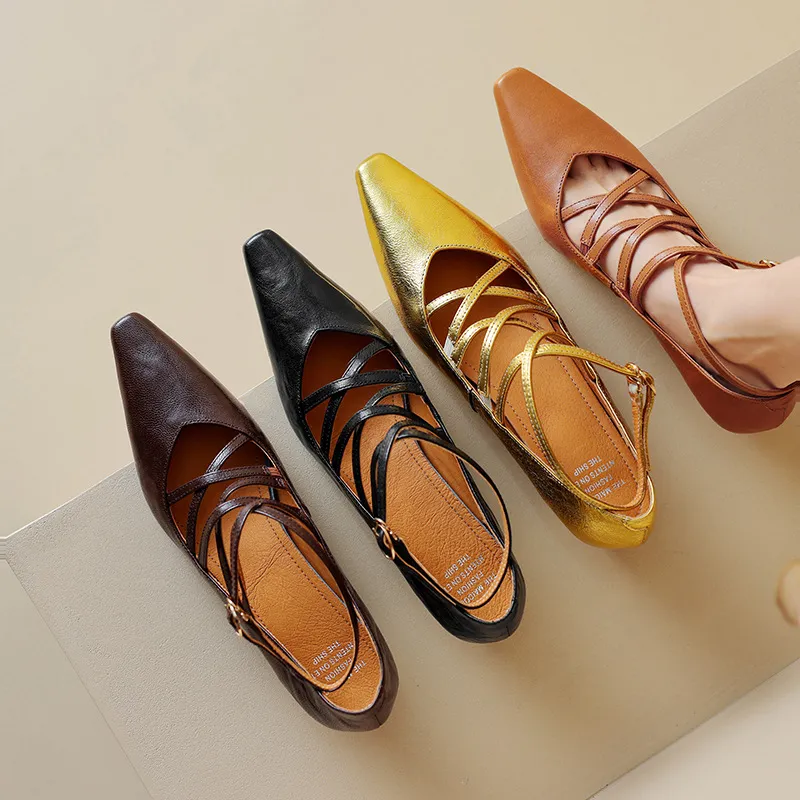 Autumn square-toe cross strap buckle single shoes, French retro hand-scratched sheepskin Mary Jane kitten heel women's shoes
