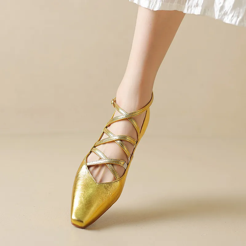 Autumn square-toe cross strap buckle single shoes, French retro hand-scratched sheepskin Mary Jane kitten heel women's shoes
