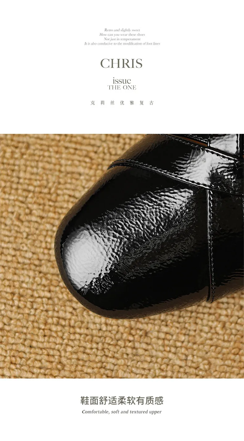 Summer handmade women's leather slippers, low heel, Korean style, round toe, closed toe, half slippers, suitable for wearing outside.
