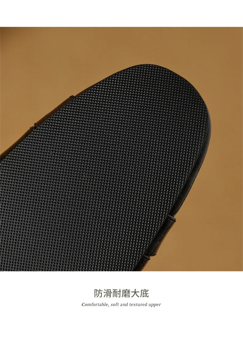Summer handmade women's leather slippers, low heel, Korean style, round toe, closed toe, half slippers, suitable for wearing outside.