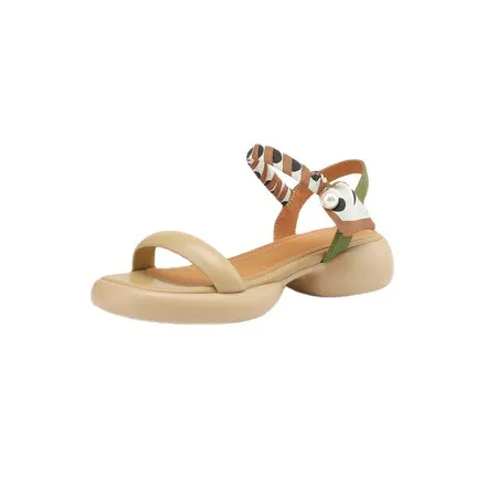 Summer skin-friendly comfortable simple sandals round toe thick sole open toe color-blocked women's shoes